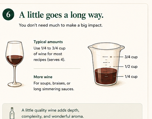 A small wine glass beside a measuring jug showing the typical 1/4 to 3/4 cup used in cooking